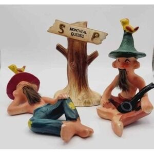 Vintage Rare Reclining Sleeping Hillbilly Men Beards Salt & Pepper Shakers Japan